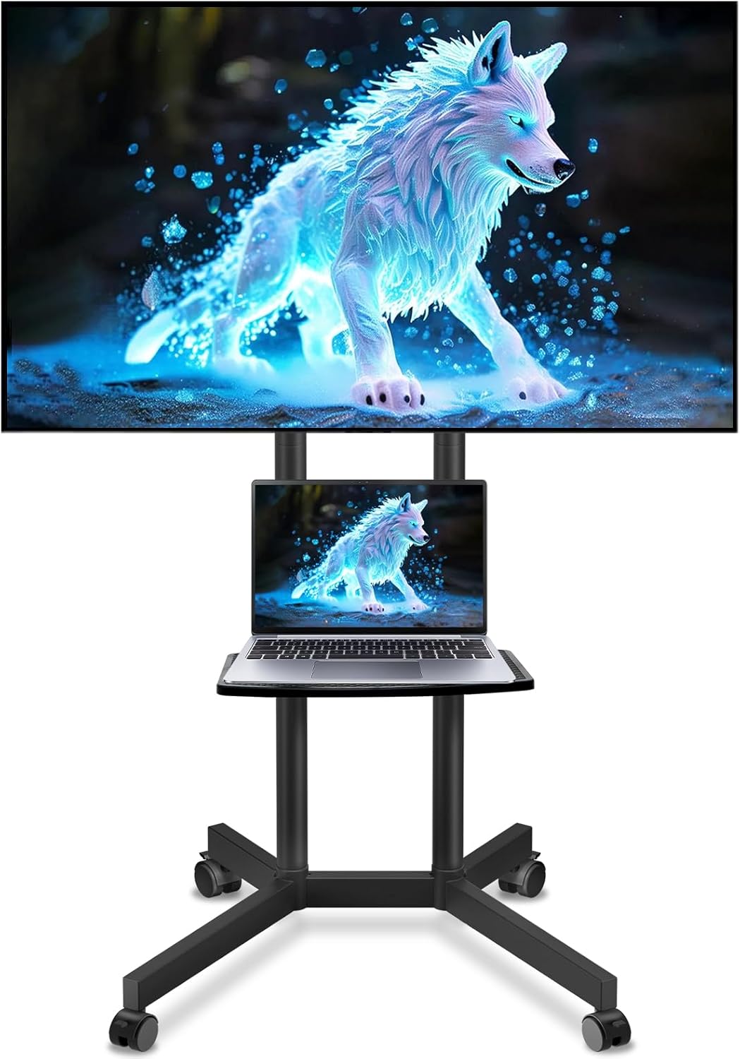 Solid Grace Rolling TV Stand for 32-75 Inch TVs with Wheels