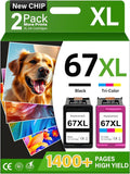 67XL Ink Cartridges Compatible for HP 67 Black/Color Combo Pack - High