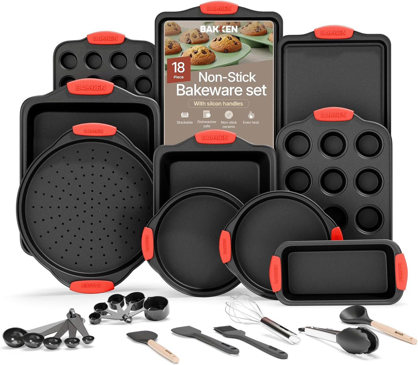 BAKKEN Kitchen Baking Pan Set - Nonstick Carbon Steel Bakeware