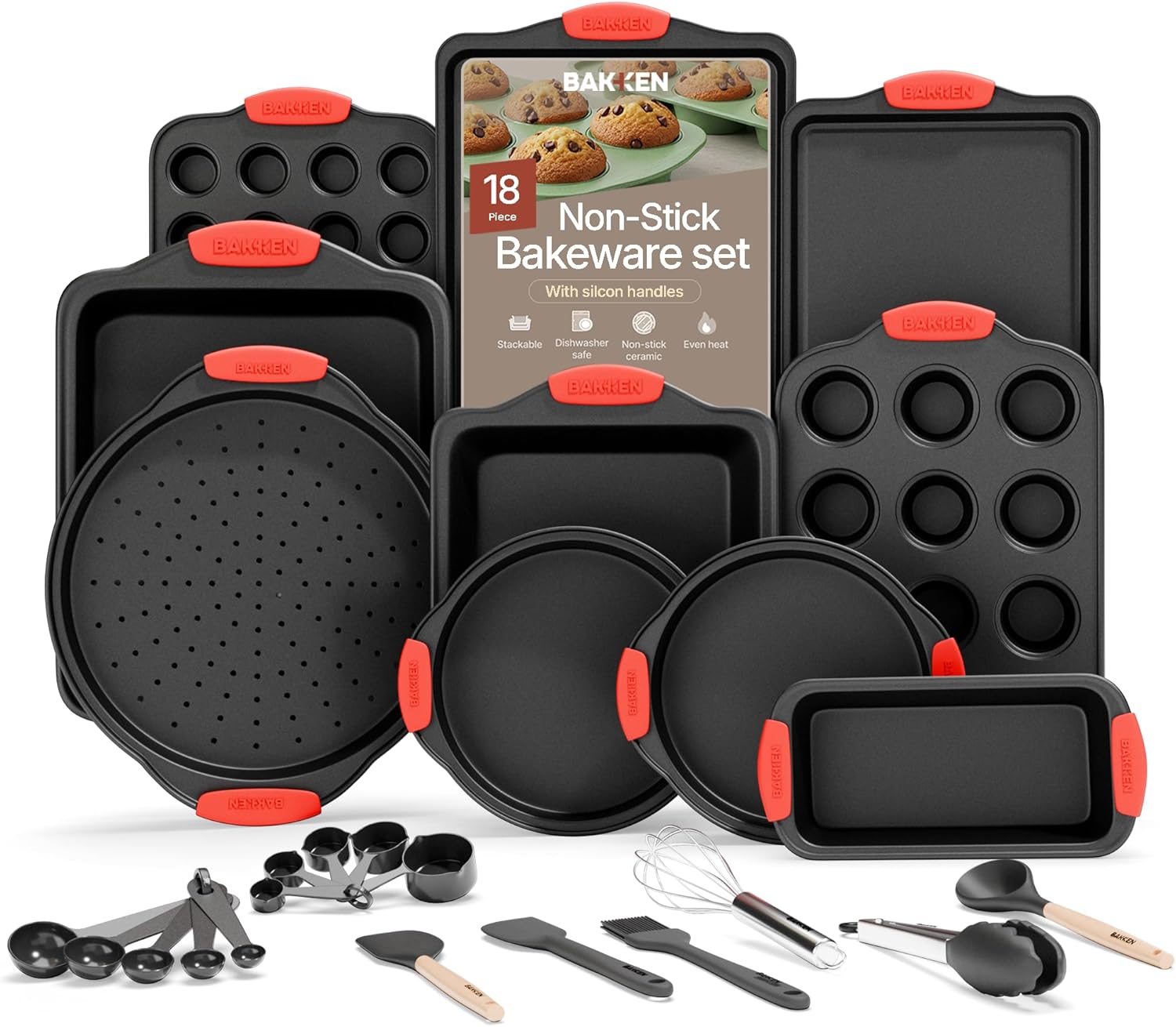 BAKKEN Kitchen Baking Pan Set - Nonstick Carbon Steel Bakeware
