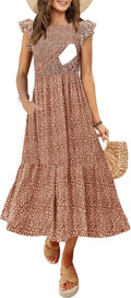 Women's Nursing Dress Flutter Short Sleeve Smocked Midi (Style ZMCY)