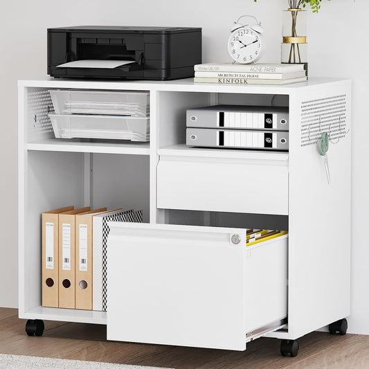 SISESOL Mobile Lateral Filing Cabinet with Lock for Home Office