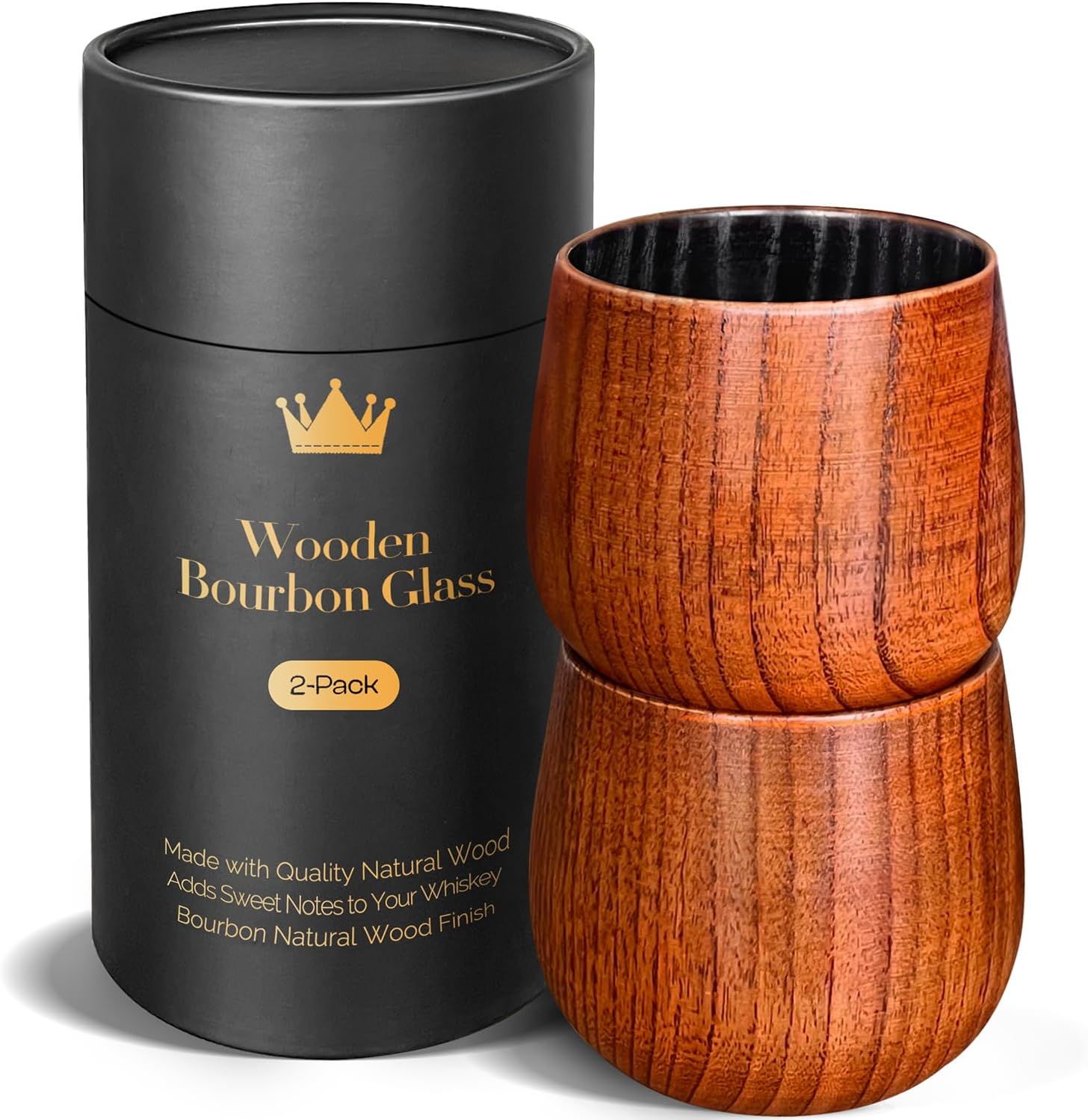 Charred Wooden Bourbon Drinking Glass Set for Whiskey Lovers