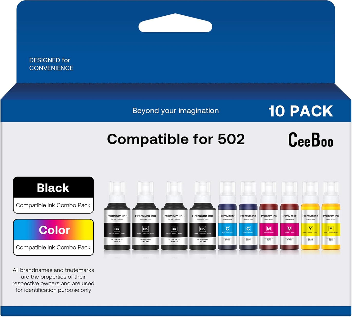 CEEBOO 502 Refill Ink Bottle Replacement for Epson Printers