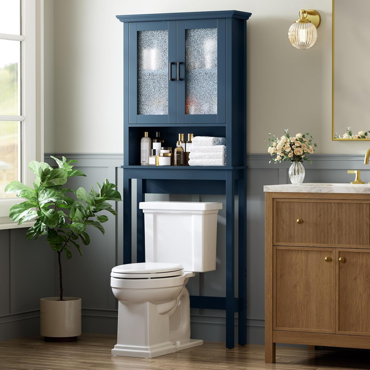 Over The Toilet Storage Cabinet with Adjustable Shelf for Bathroom