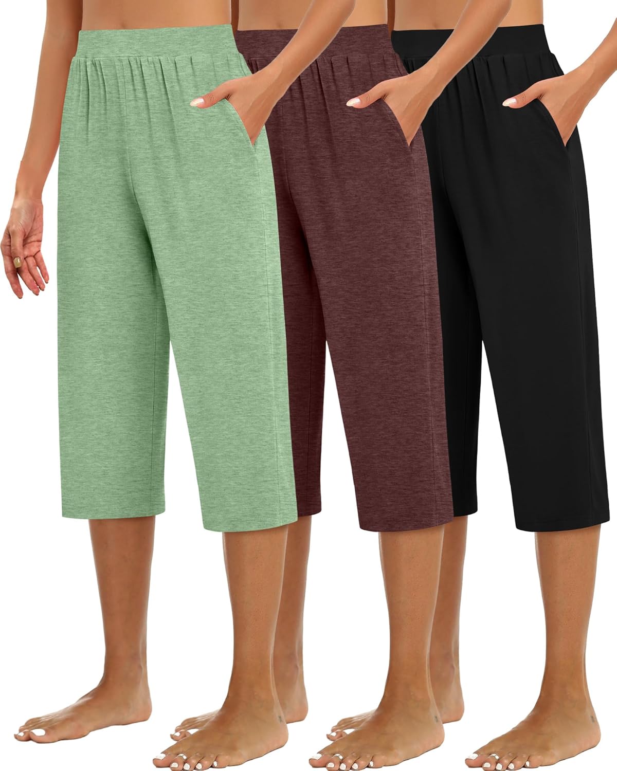 Huukeay Women's Capri Sweatpants: Cozy Wide Leg Cropped Pants