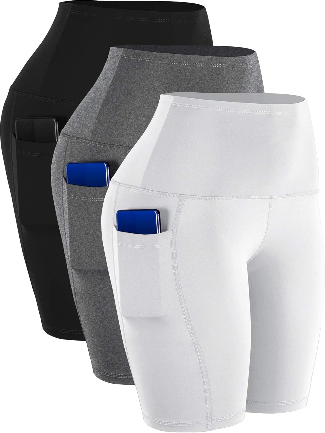 CADMUS 3 Pack Women 9in Biker Compression Shorts for Yoga