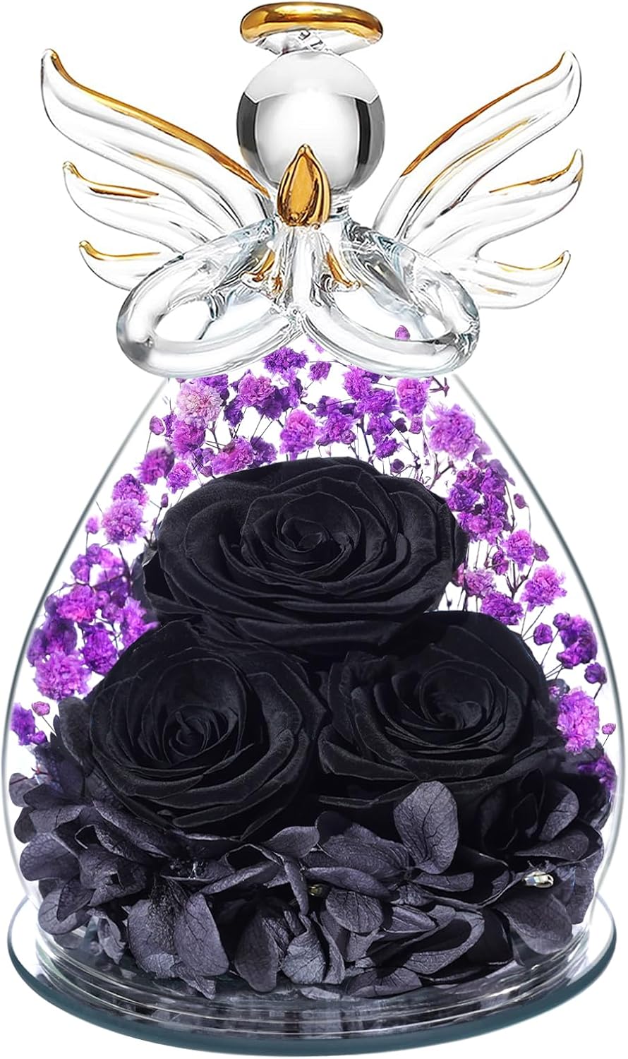 Eternal Preserved Rose Angel Figurine Gift for Women and Mom
