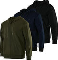 Mens Fleece Full Zip Hoodie 3-Pack - Warm, Durable Everyday Wear