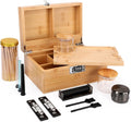 Large Bamboo Storage Box with Removable Tray Kit - Complete Glass Jar