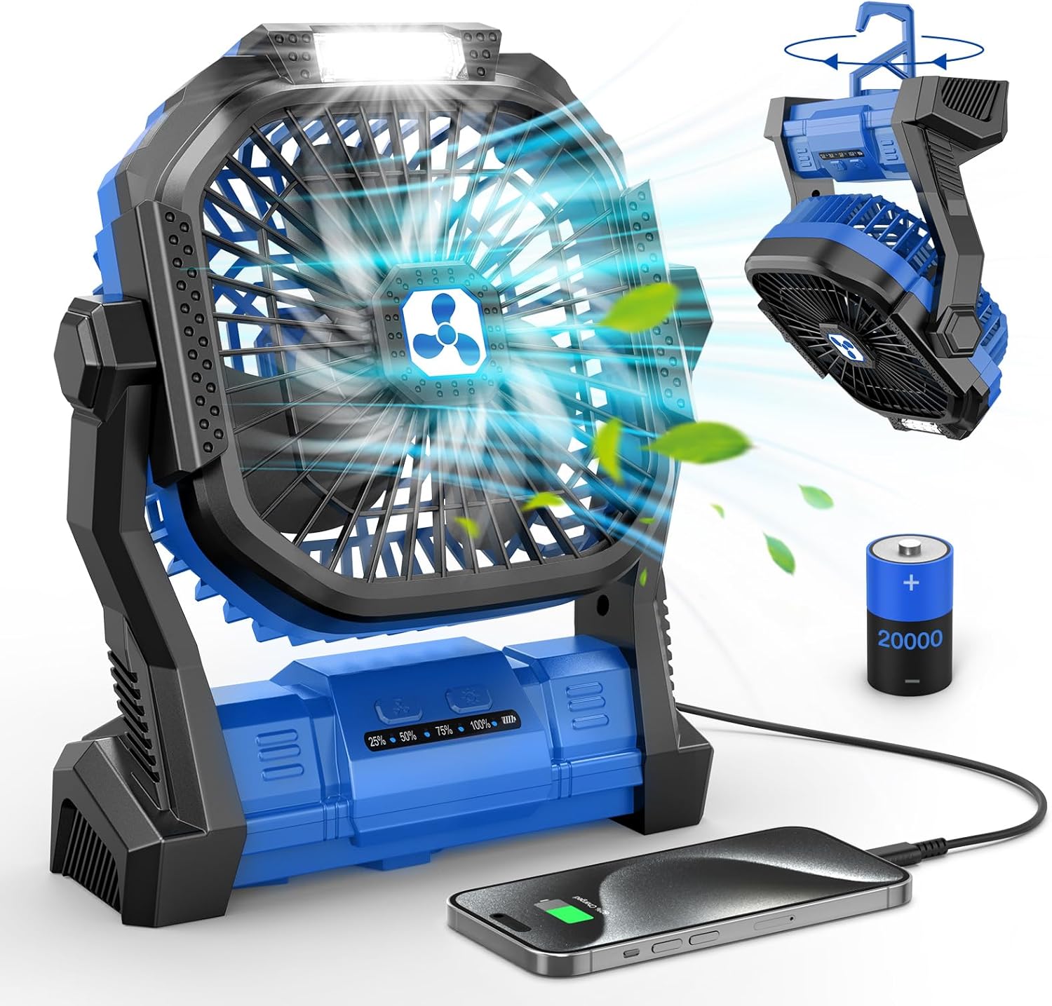 20000mAh Rechargeable Portable Fan With LED