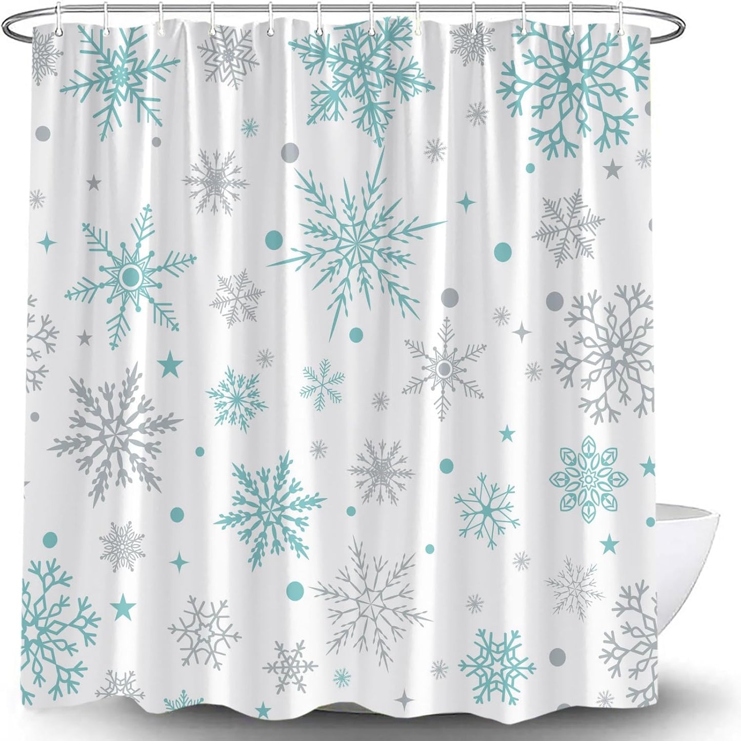 Snowflake Festive Shower Curtain - Rustic Farmhouse Holiday Cheer