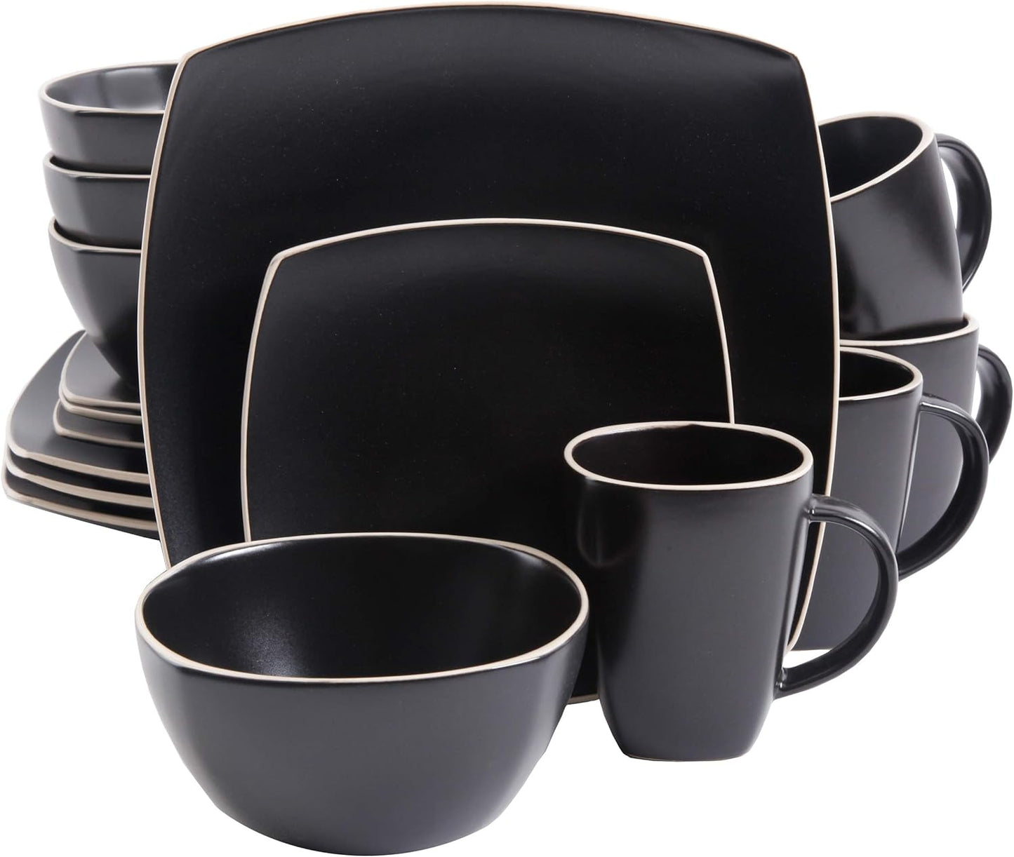 Gibson Soho Lounge Dinnerware Set, Matte Black, Service for 4