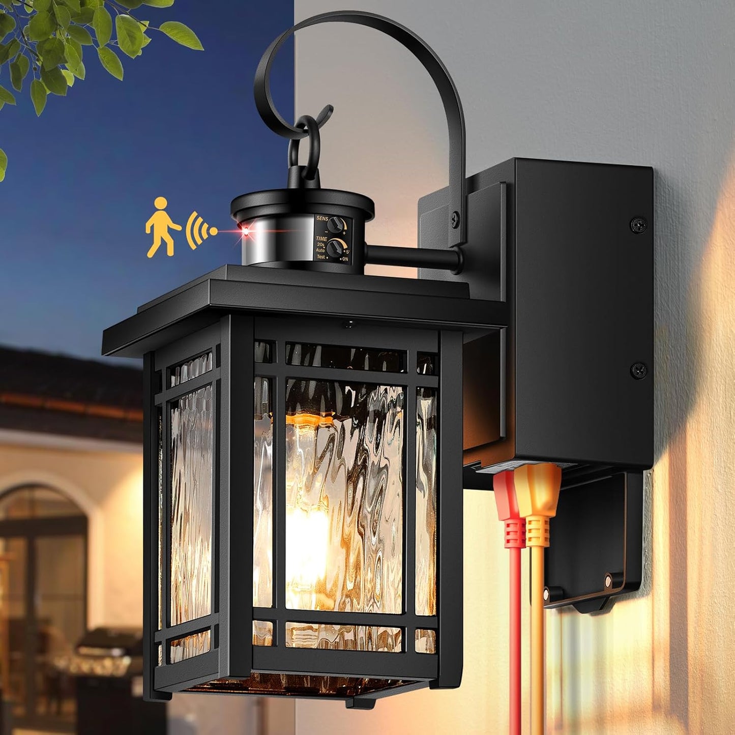 Outdoor Porch Light with GFCI Outlet and Motion Sensor Features