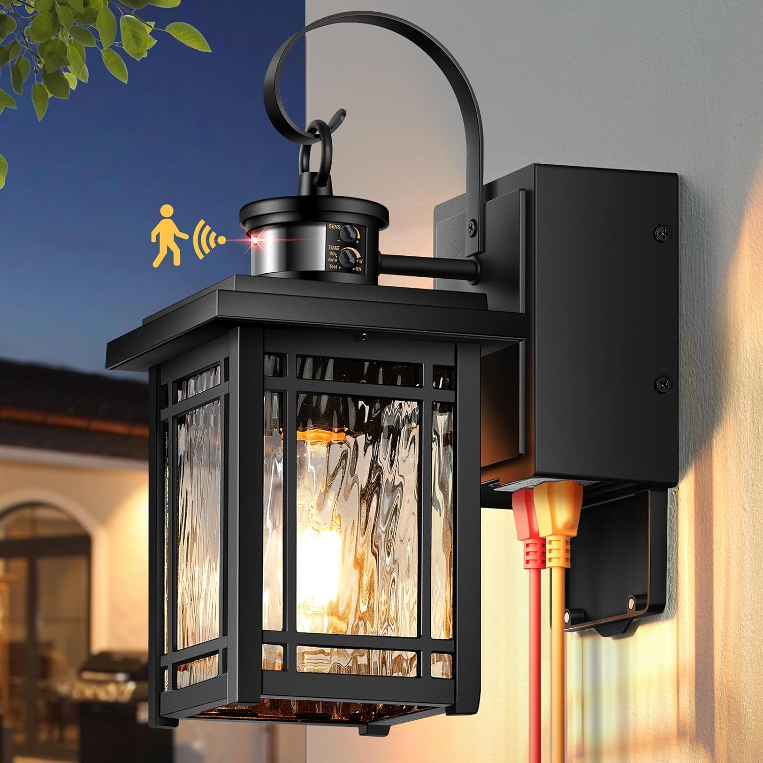 Outdoor Porch Light with GFCI Outlet and Motion Sensor Features