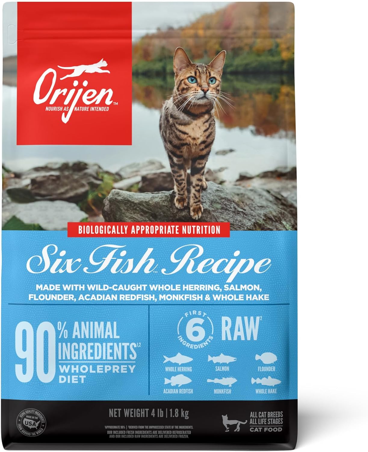 ORIJEN Six Fish Recipe Grain Free High Protein Cat Food 4lb