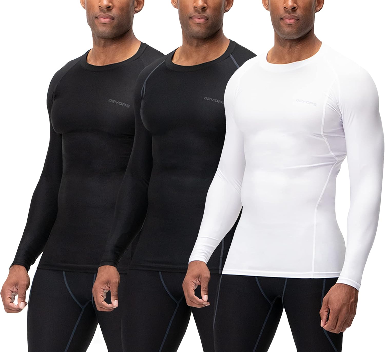 DEVOPS Men's UPF 50+ Long Sleeve Compression Shirts for Workouts