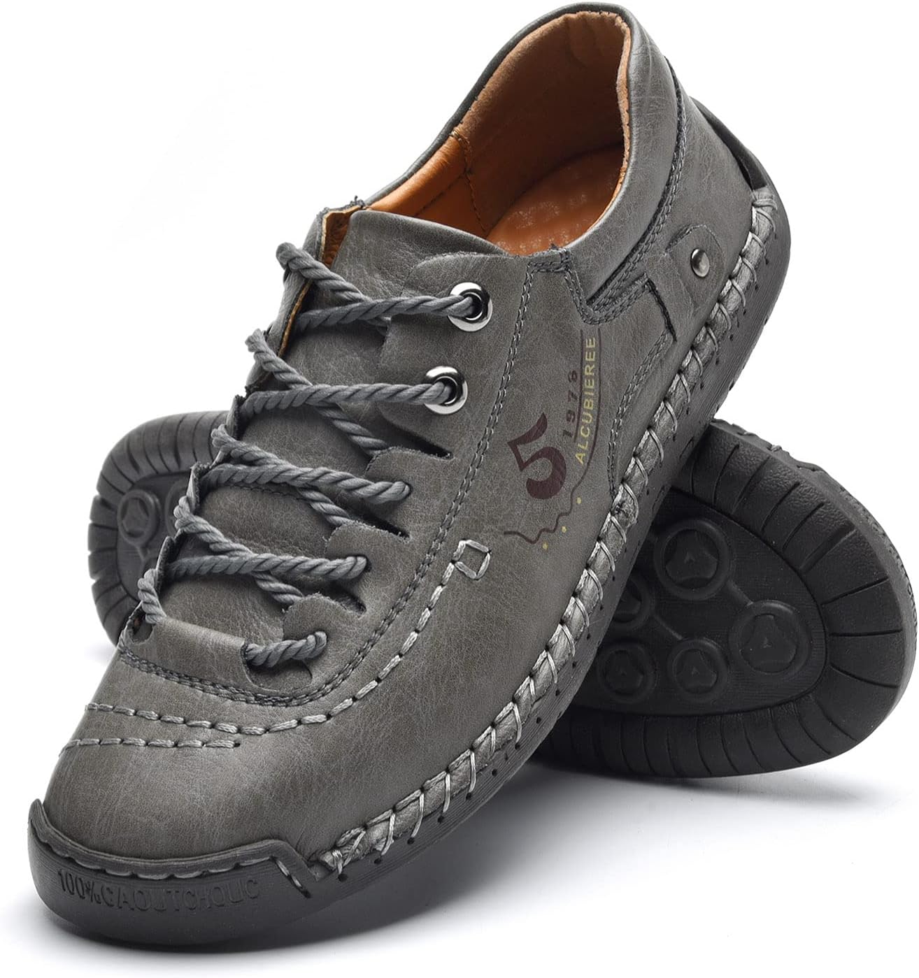 Alcubieree Mens Leather Casual Shoes for Comfortable Fashion