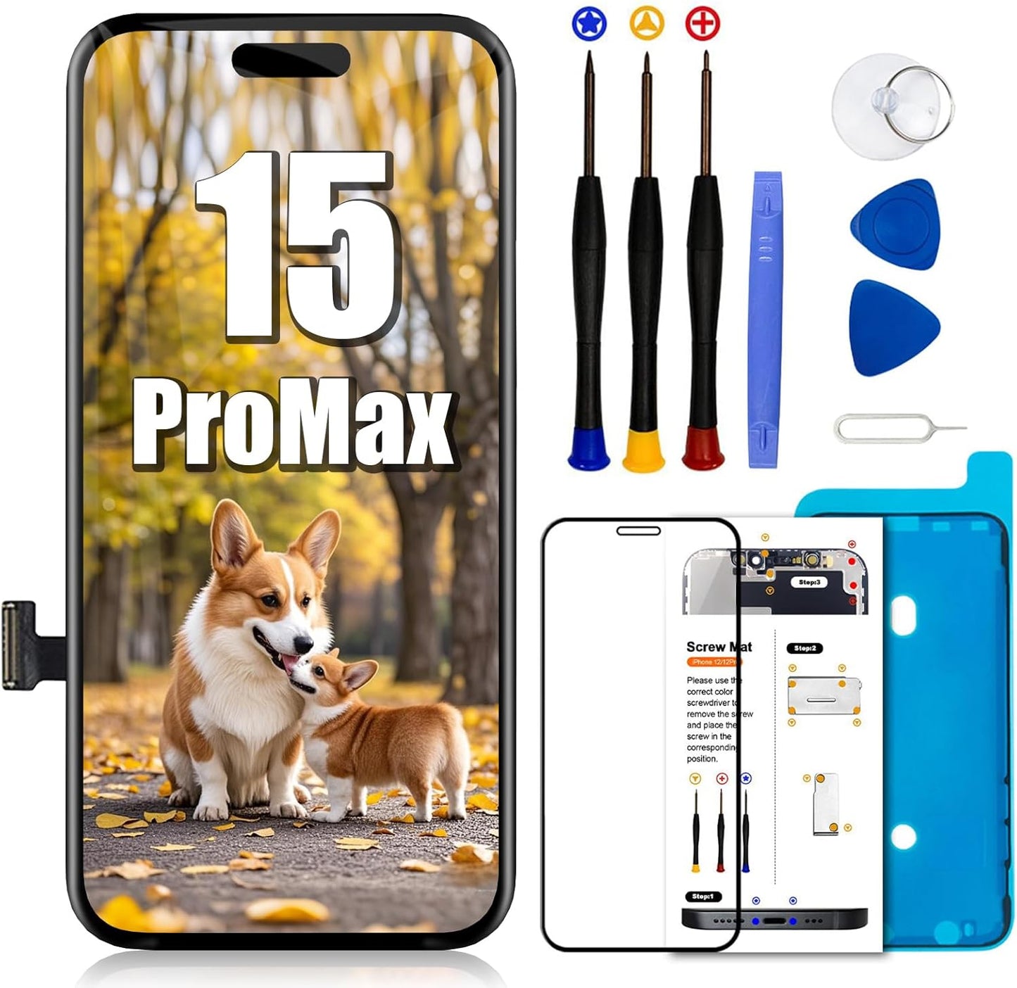 iPhone 15 Pro Max Screen Replacement with Repair Tools Set