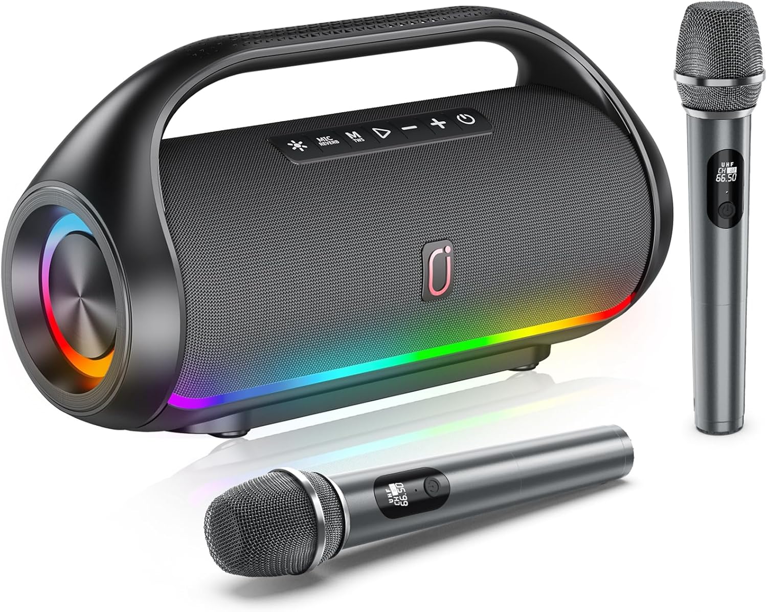 Portable Karaoke Machine with Bluetooth Speakers and Microphones
