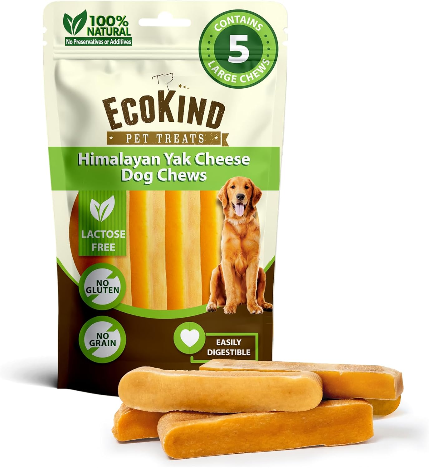 EcoKind Premium Gold Yak Cheese Dog Chews for Large Breeds