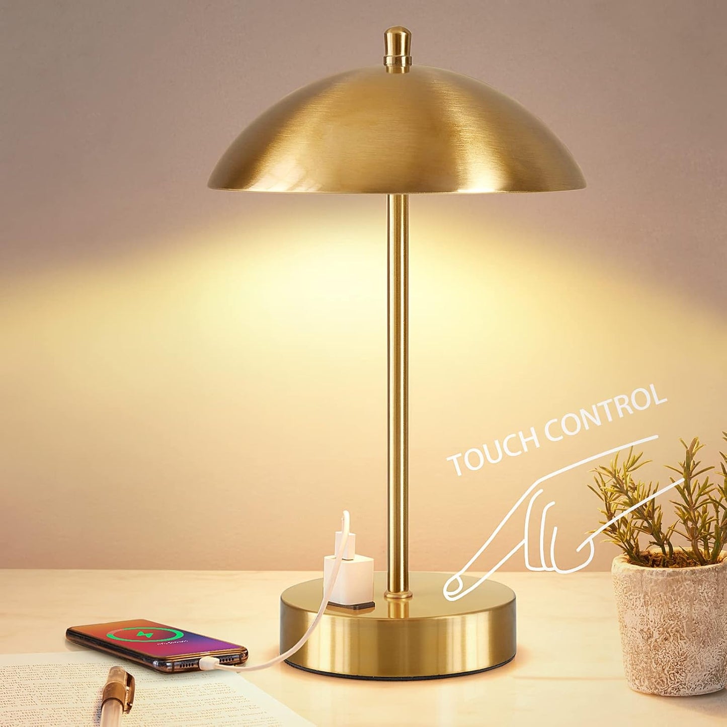 3-Way Dimmable LED Desk Lamp - Elegant Gold Glow