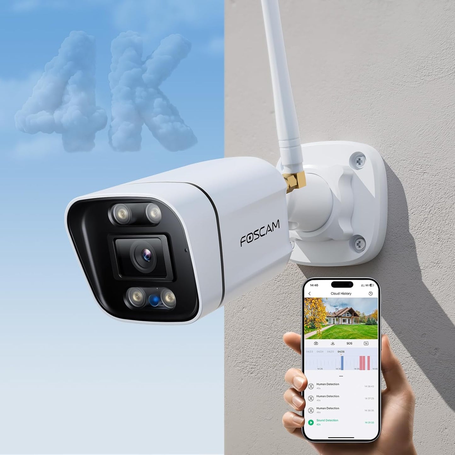 FOSCAM 4K 8MP Wireless Outdoor Security Camera with Night Vision