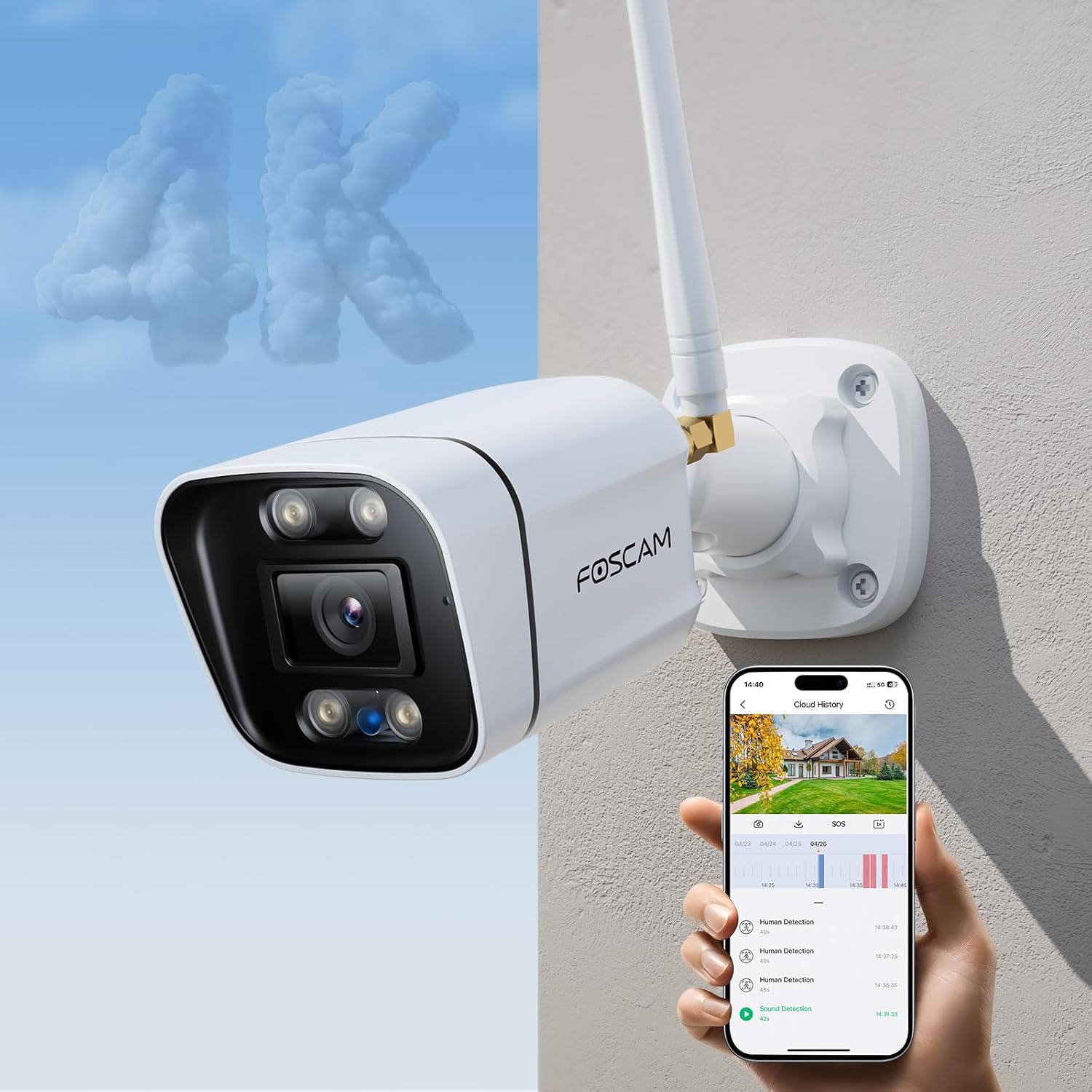 FOSCAM 4K 8MP Wireless Outdoor Security Camera with Night Vision