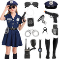 Halloween Police Officer Costume Dress for Girls - 9 Pc Cop Set