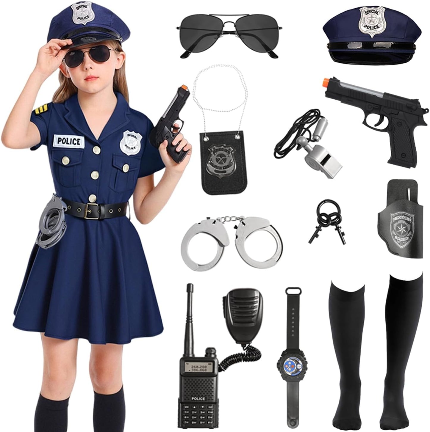 KFVZIU Halloween Police Officer Costume Dress for Kids