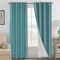 Linen Blackout Curtains 84 in Pair - 100% Blackout Teal