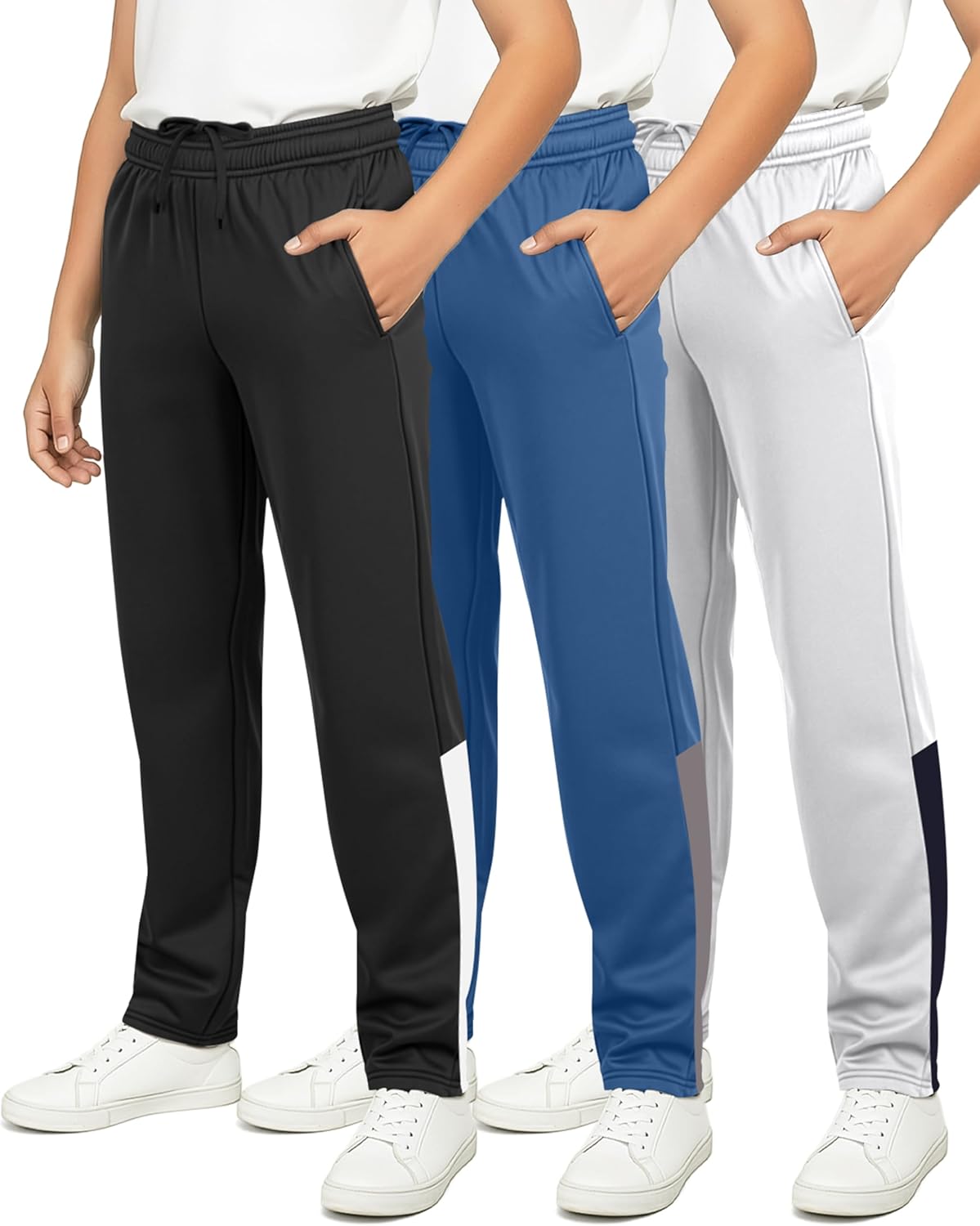 Boys' Tricot Fleece-Lined Sweatpants with Pockets for Comfort