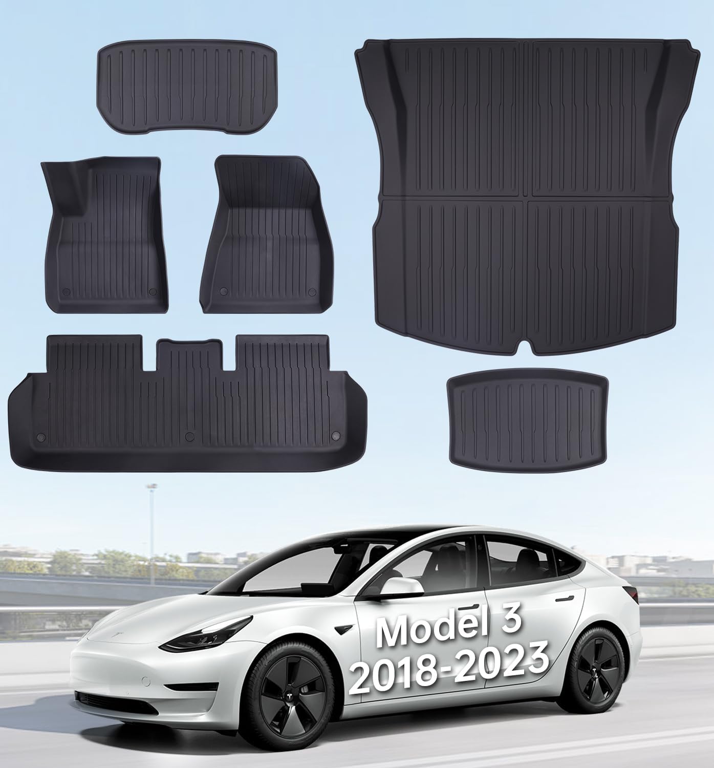 Custom Fit Floor Mats for Model 3 2023-2018 - All Weather Set