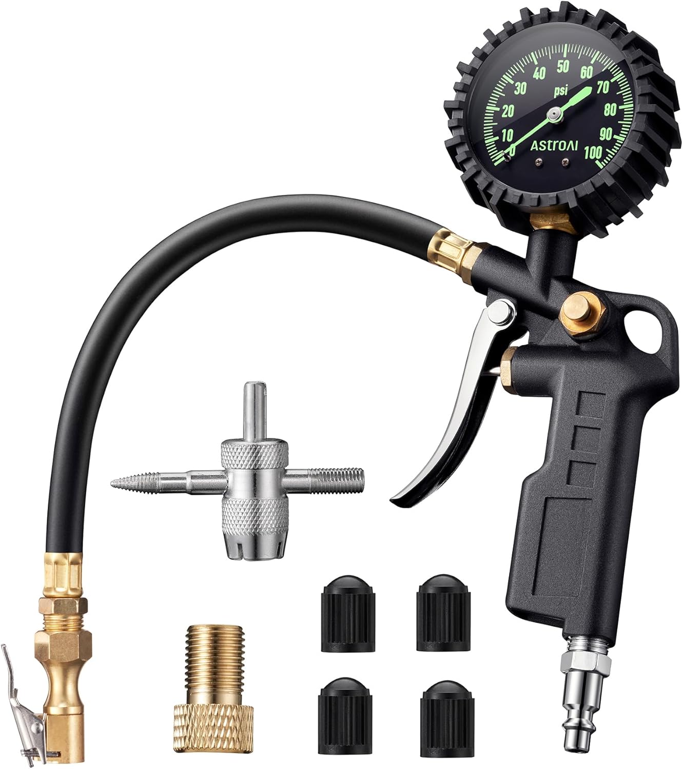 AstroAI Tire Inflator Gauge: 100 PSI Accuracy