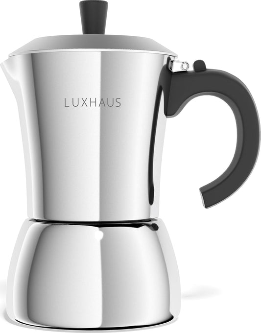 LuxHaus Moka Pot - 3 Cup Stovetop Espresso Maker for Coffee Lovers