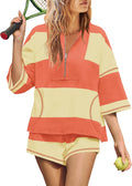 Womens 2 Piece Outfits Striped Workout Set - Casual Summer Duo