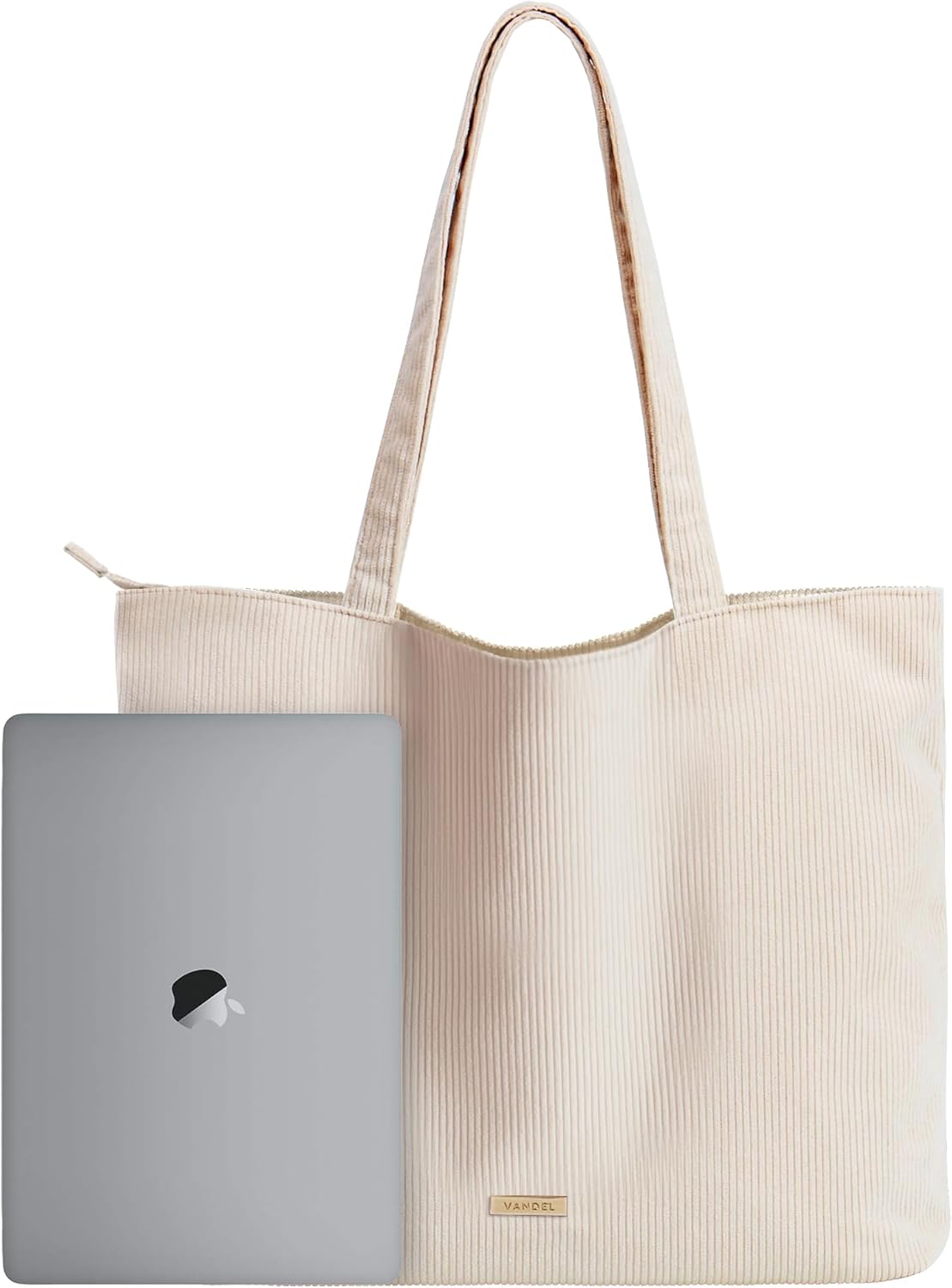 VANDEL Corduroy Tote Bag for Women and Men with Zipper Closure