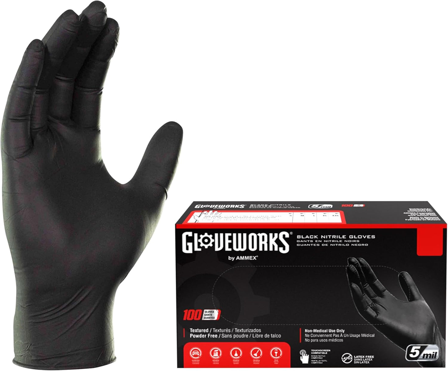 GLOVEWORKS Black Nitrile Gloves: Food-Safe & Textured