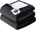 Sealy Electric Blanket Twin Size - Soft Flannel & Sherpa Heated Throw