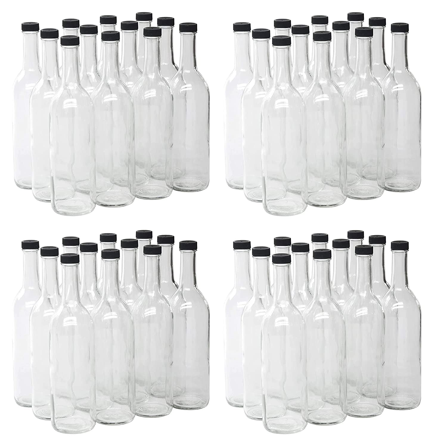 750ml Clear Glass Bordeaux Wine Bottles with Screw-Top Lids