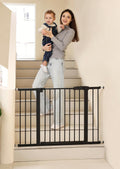 Black 29-57in Baby and Pet Safety Gate 30in Tall - Walk-Thru One-Hand