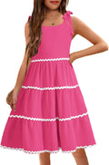Arshiner Girls Summer Sundress with Bow-Tie Straps and Pockets