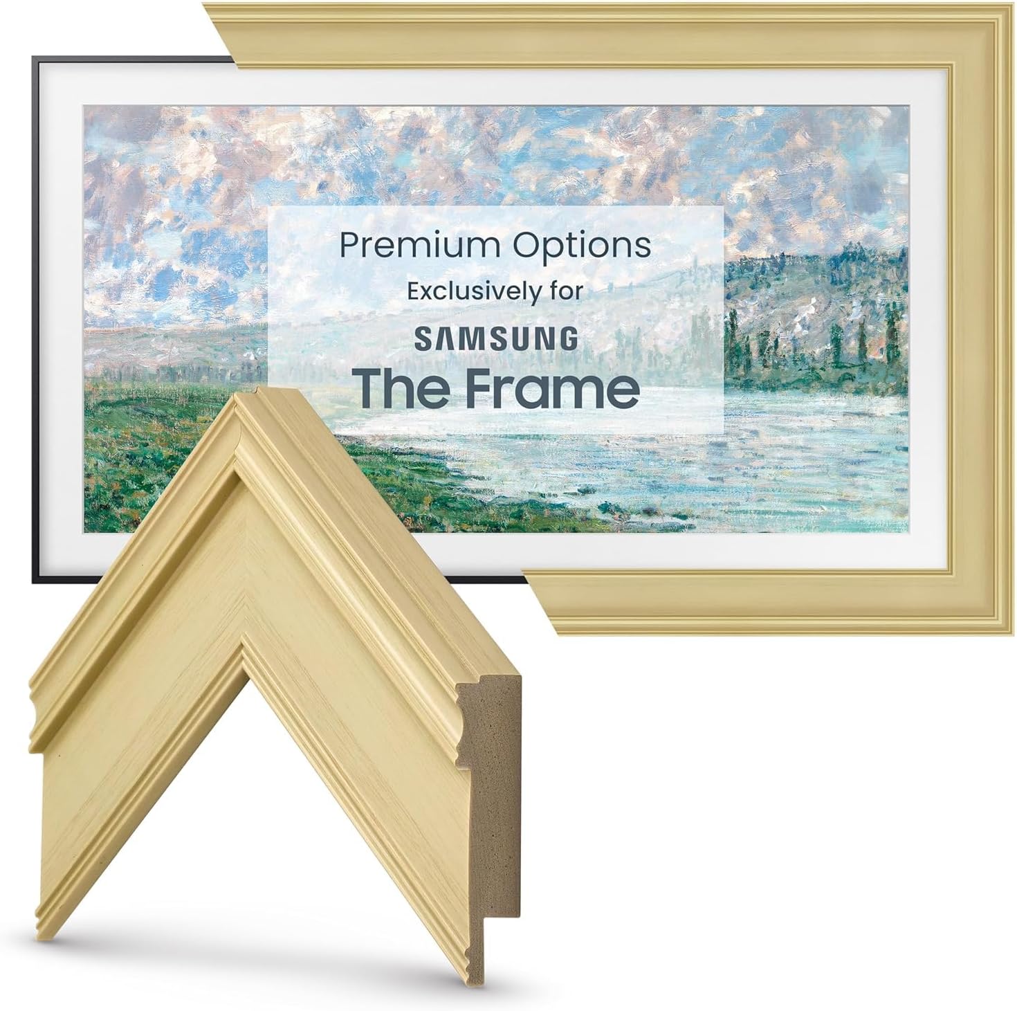 Antique White Smart Frame for Samsung The Frame TV Pro