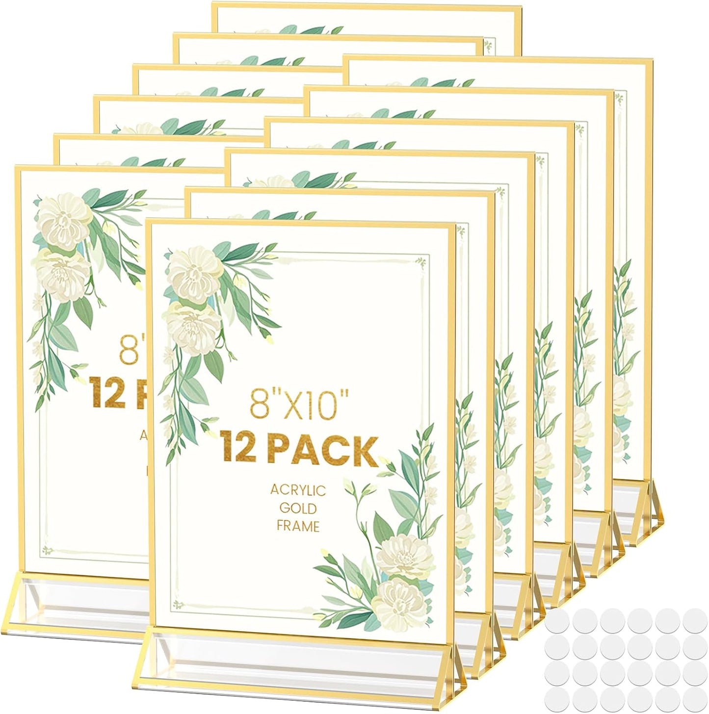 8X10 Acrylic Sign Holder Double-Sided Gold Frames for Display