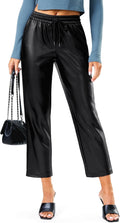 Faux Leather Pants High Waisted Straight Leg Cropped Ankle - Chic yet