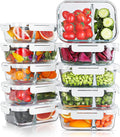 Glass Meal Prep Containers 10 Pack 30oz 2 Compartments - Airtight