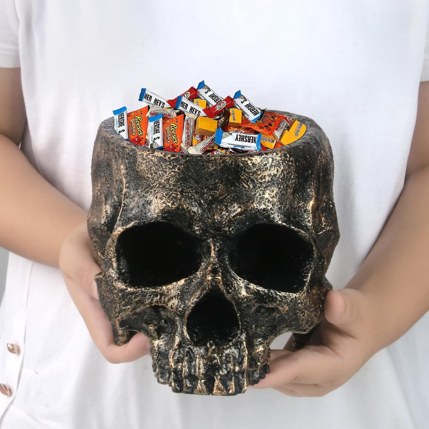 GameXcel Halloween Skull Candy Dish - Large Skull Bowl for Treats