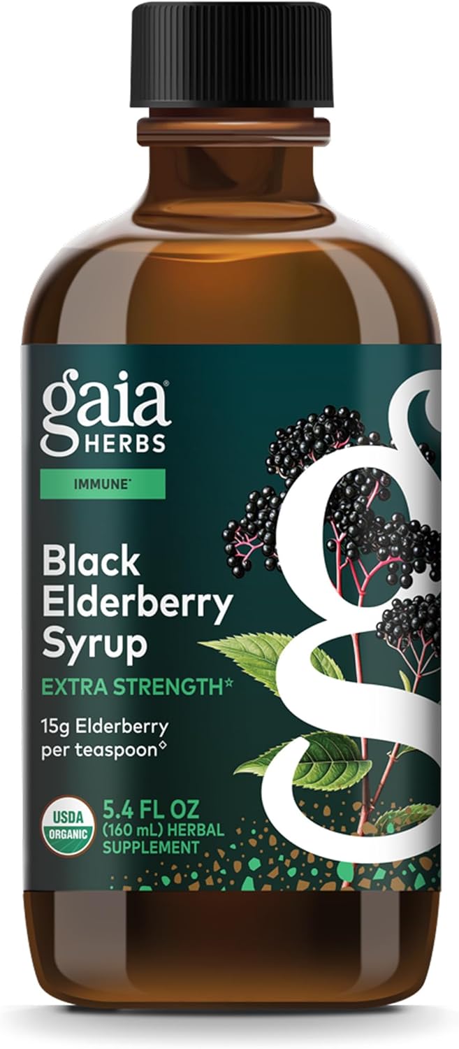 Gaia Herbs Black Elderberry Syrup for Immune System Support