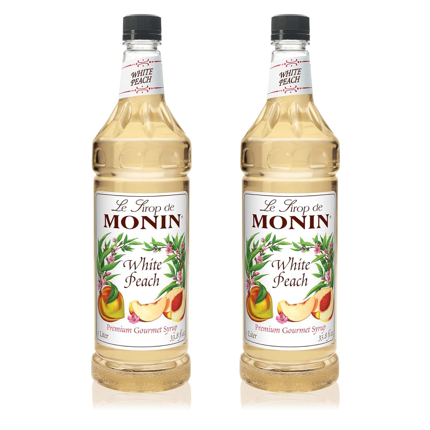 Monin White Peach Syrup for Cocktails, Mocktails, and More