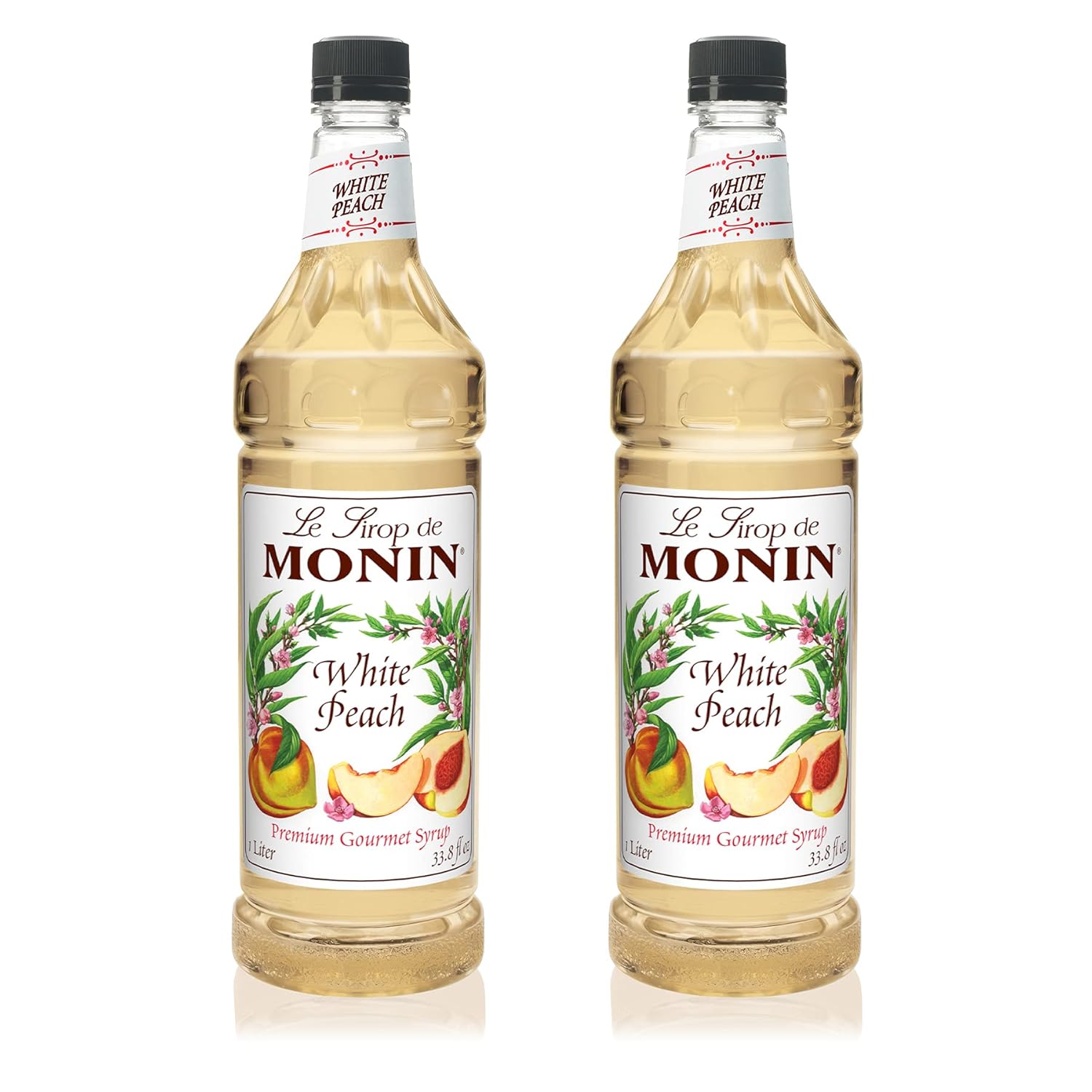 Monin White Peach Syrup for Cocktails, Mocktails, and More